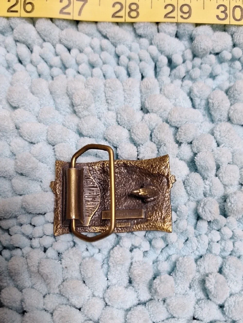 Vintage Harley-Davidson Gold Eagle Belt Buckle with Red Accent